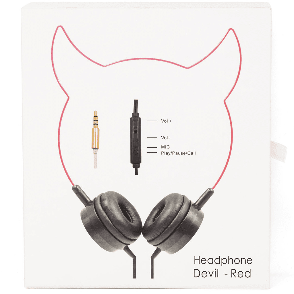 Lux Accessories Red Devil Ears Headphones Wire Frame Horns Headset w Microphone