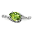 thumbnail image 5 of Sterling Silver Rhodium Plated Diamond and Peridot Ring, 5 of 6