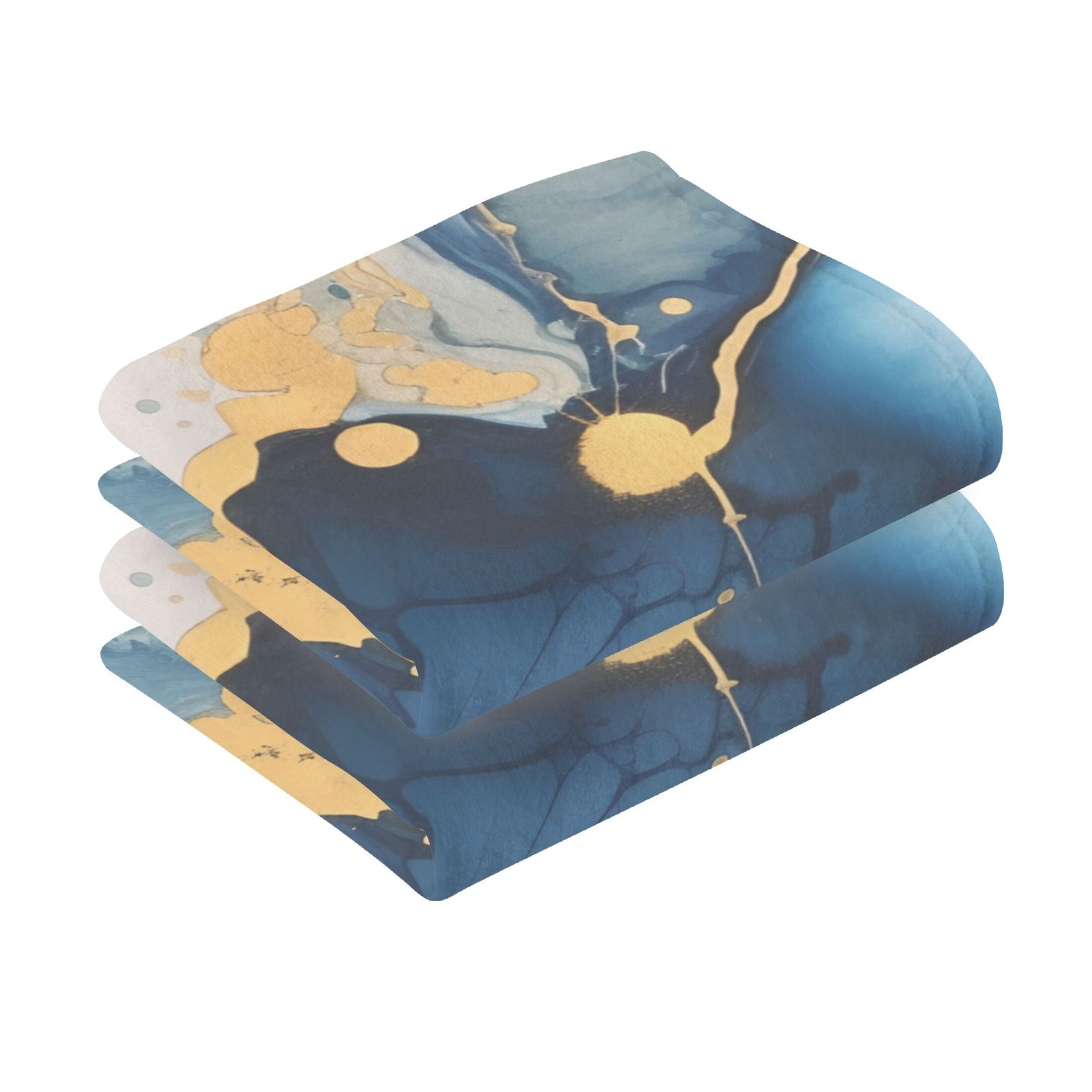 2 Pcs Hand Towel Set Sapphire Blue Gold Marble Cotton Absorbent Soft Face Towels Bath Towels for Bathroom Kitchen Shower Hotel Decor 16"x28"