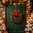 thumbnail image 3 of Artificial Norfolk Pine Christmas Wreath,15.7 Inch Front Door Greenery Wreath with Eucalyptus Leaves, Red Berries, Hanging Wreath for Wall, Window, Indoor Outdoor Winter Holiday Decor,1Pc, 3 of 4