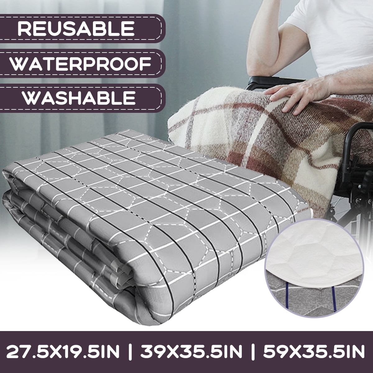 Reusable Incontinence Bed Pad Washable Wetting Protective Absorbent Dry Mat 