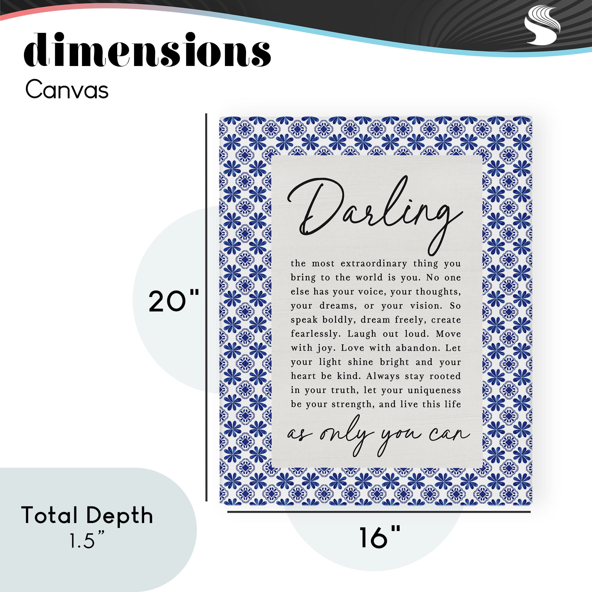 Darling Only You Can Inspiring Canvas Wall Art, design by Lettered and Lined