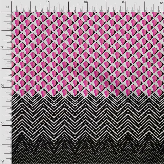oneOone Cotton Flex Fabric Chevron & Triangle Panel Printed Craft Fabric BTY 40 Inch Wide