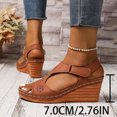 thumbnail image 5 of Womens Platform Wedge High Heels Dress Sandals Boho Summer Beach Peep Toe Chunky Heeled Dressy Sandals Ladies, 5 of 7
