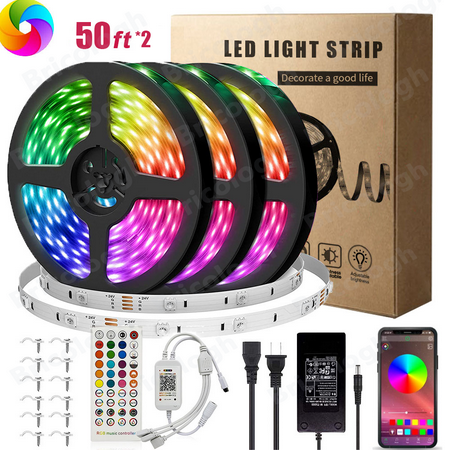 

AlexTong Led Strip Lights for Bedroom: 49.2ft Music Sync RGB Lights Strip Color Changing with App Remote Control Smart Led Strip Lights for TV Room Party