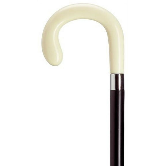 Walking Cane Men Crook Cane Bulb Handle Black Maple Shaft, Ivory Color Handle