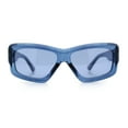 thumbnail image 4 of Womens Oversized Thick Plastic Sport 90s Fashion Rectangle Sunglasses All Blue, 4 of 8