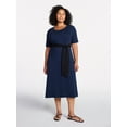 thumbnail image 4 of Time and Tru Women's Knit Midi Dress with Tie Belt, Sizes XS-XXXL, 4 of 5