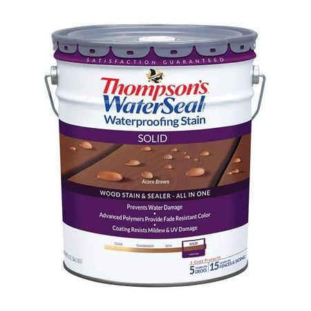 Thompsons Waterseal 1894823 Solid Acorn Brown Waterproofing Wood Stain & Sealer, 5 (Best Log Home Stain Sealer)