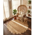thumbnail image 4 of Sivi 6 x 6 Feet Handmade Scallop Braided Jute Rug - Natural Jute Round Rug, 4 of 12