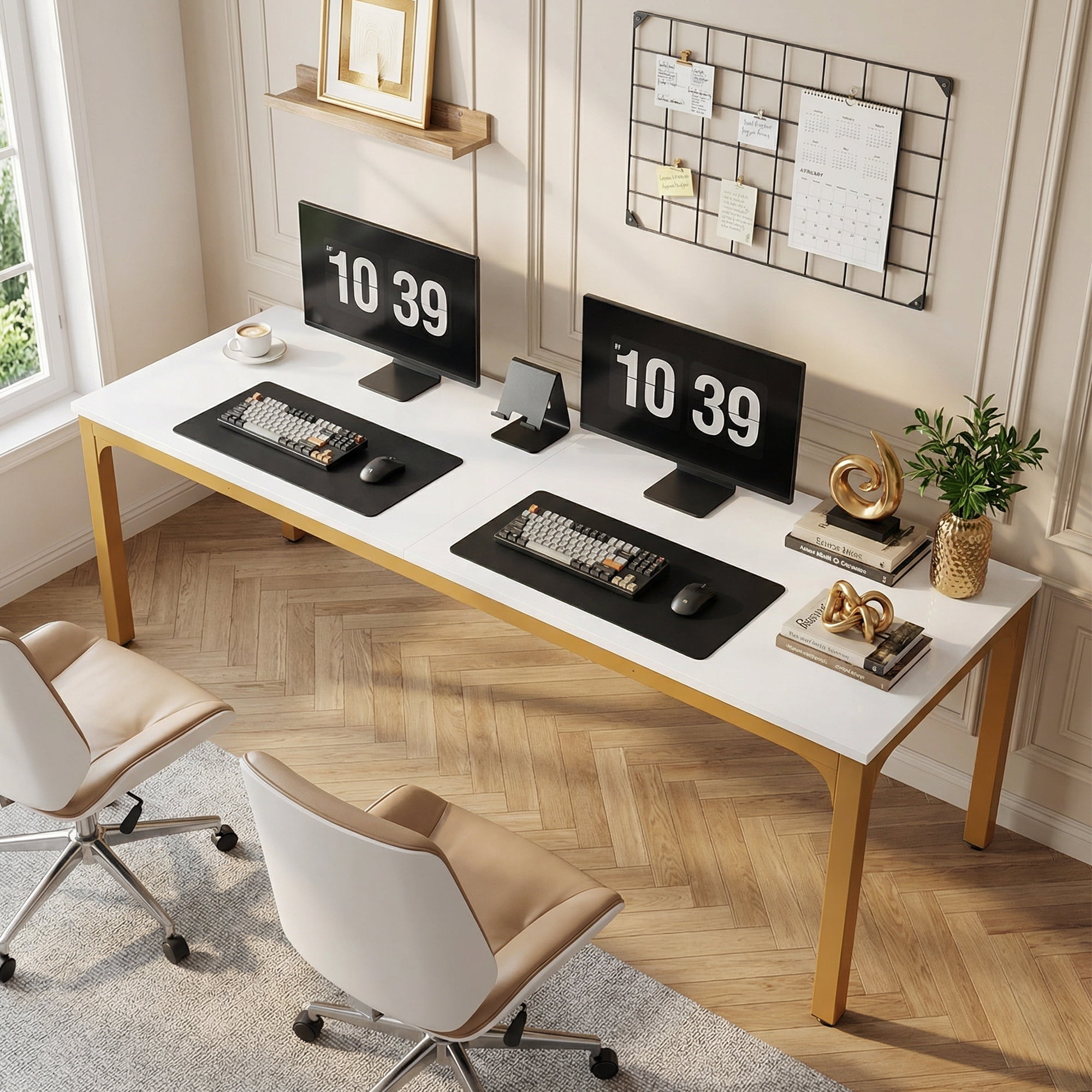 MAYEERTY 78.7" Extra Long Industrial Double Workstation Desk, 2-Person Home Office Desk with Heavy-Duty Metal Frame, 200lbs Capacity MDF Tabletop