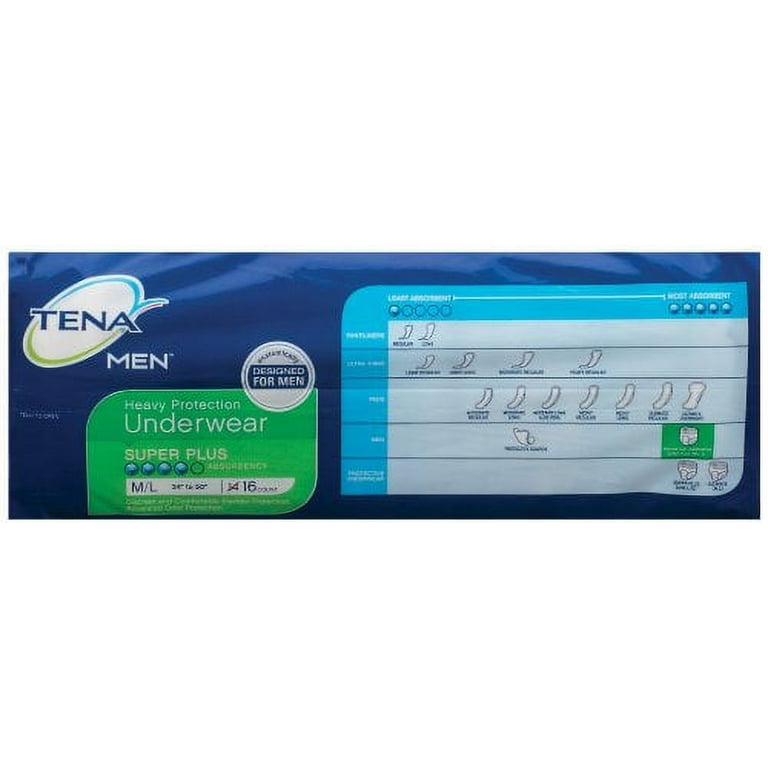 Tena Incontinence Underwear for Men, Protective, Medium/Large, 16 Count 