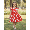 thumbnail image 3 of Toddler Little Girl Valentines Dress Heart Print Flying Sleeve A-line Princess Dress Cute Spring Clothes, 3 of 8