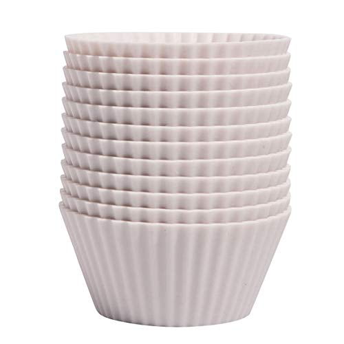 The Silicone Kitchen Reusable Silicone Baking Cups - Designer White, Non-Toxic, BPA Free, Dishwasher Safe (12 Pack, Regular)