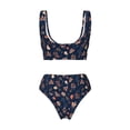 thumbnail image 5 of Daiia Autumn Leaves With Blue Women's Bikini Set Two Piece Swimsuit High Waisted Bikini Adjustable Straps Bikini Perfect for Beach, Pool, and Summer Vacation-Small, 5 of 9