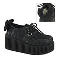 thumbnail image 2 of 3" PF Lace-Overlay Creeper w/Bow & Skeleton Hand Detail - Blk Vegan Leather-Lace, 8, 2 of 3