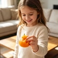 thumbnail image 5 of Tangerine Crunchy Squishy Toy, Orange Fruit Stress Ball with Green Stem, Crunchy Sound Fidget Toy, Stress Relief Sensory Toy for Kids Adults, Desk Decor Gift, 5 of 6