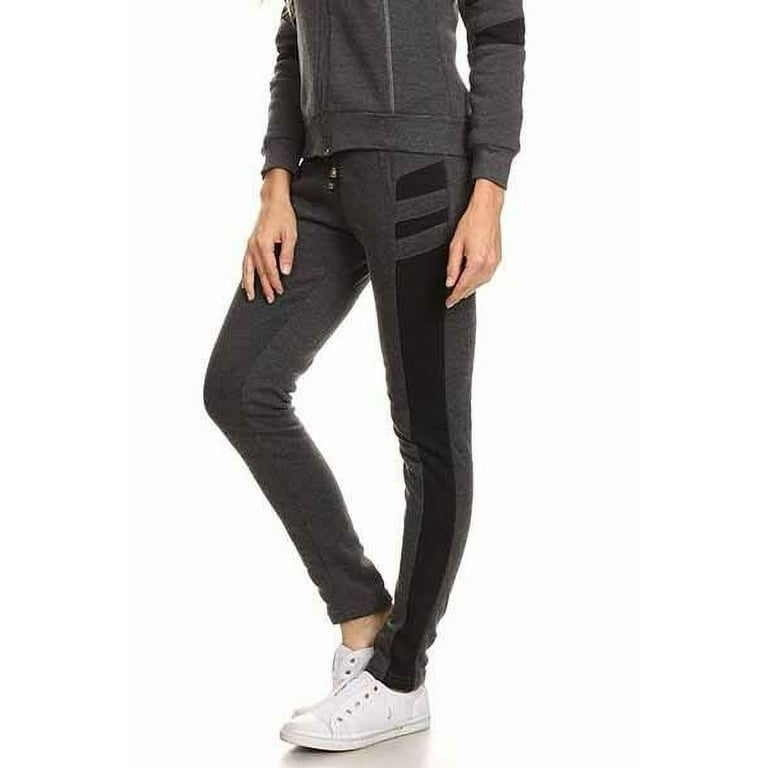 Yelete Micro-Fleece Activewear Full Zip Jacket & Pant Set Charcoal