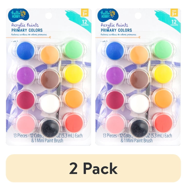 Primary Colors Acrylic Paint Set With Paintbrush photo 1