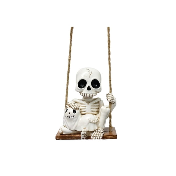 Halloween Skeleton Decorations Swinging Hanging Ornament, Black Cat Halloween Decor, Spooky Gothic Style Indoor Outdoor Holiday Decor for Porch Tree, 1 Pack