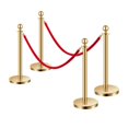 Gold Stanchions and Red Velvet Ropes 4Pcs, Stainless Steel Posts ...