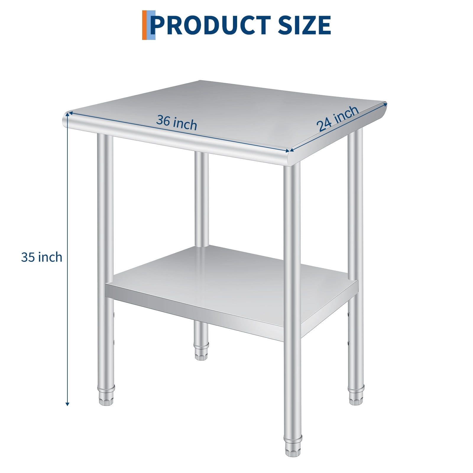24x36 Inch Stainless Steel Outdoor Kitchen Work Table – Backsplash, Adjustable Undershelf, Rolling Casters, Heavy Duty Prep for Restaurant & Workshop