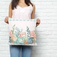 thumbnail image 3 of Throw Pillow Covers 18x18 Inch, Nautical Coastal Decorative Pillow Cases for Couch Sofa Bed, Summer Sea Corals Shells Starfish Green Plaid Cotton Linen Square Home Decor Pillowcases, 3 of 7
