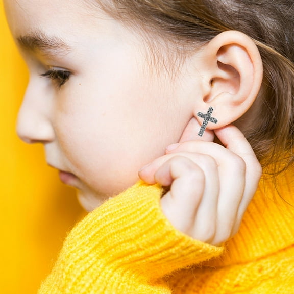 LITINKIMI 1 Pair Dangle Earrings for Women Cross Stud Earrings Silver Tiny Cross Minimalist