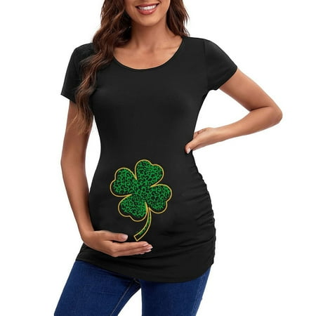 

WAJCSHFS Maternity Clothes Plus Size Women s V Neck Bell Sleeve Henley Pleated Casual Tunic Blouse Shirts (Black L)