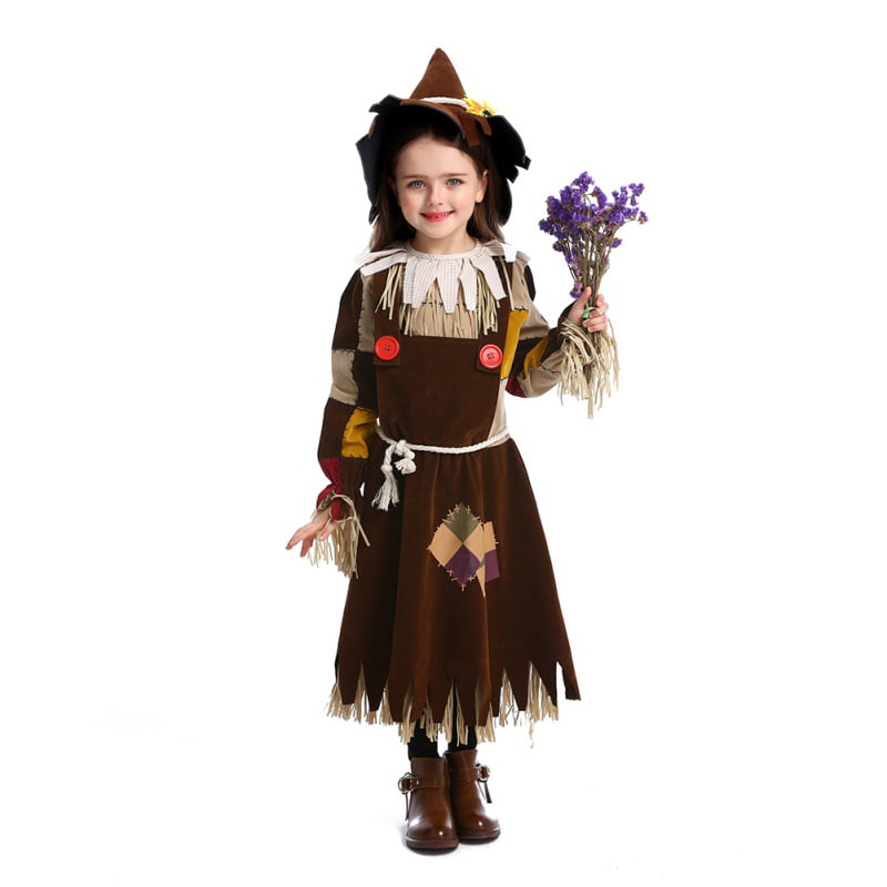 Child Witch Kid Girl Cosplay Fancy Dress Party Outfit with Hat Halloween Costume 