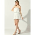 thumbnail image 2 of DARING DIVA Women's Ruffled Pleated Spaghetti Strap Sleeveless Rompers S White, 2 of 6