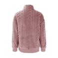 thumbnail image 3 of WTXUE Women's Oversized Cable Knit Pullover Sweatshirts Quarter Zip Collared Fleece Lined Jacket Fall Winter Fashion Warm Trendy Sweater for Cold Weather Pink L, 3 of 8