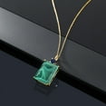 thumbnail image 4 of Gem Stone King 18K Yellow Gold Plated Silver Green Malachite and Blue Sapphire Pendant Necklace for Women (18.35 Cttw, Emerald Cut 18X13MM, With 18 inch Silver Chain), 4 of 4
