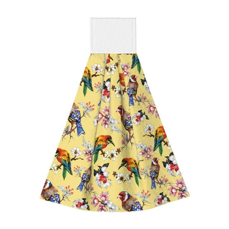 

Lukts Beautiful Bright Birds And Flowers for Coral Fleece Velcro Towel Suitable for Bathroom Kitchen Hanging Absorbent Towel Household Items