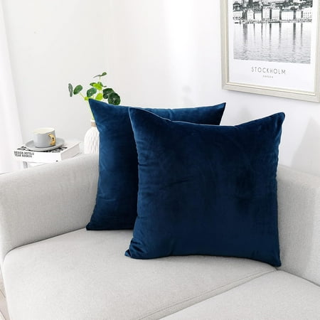 Decorative Throw Pillow Covers Velvet 12×20 Inch Pack of 2 Blue Cushion Covers Soft for Couch Sofa Bedroom Living Room Outdoor