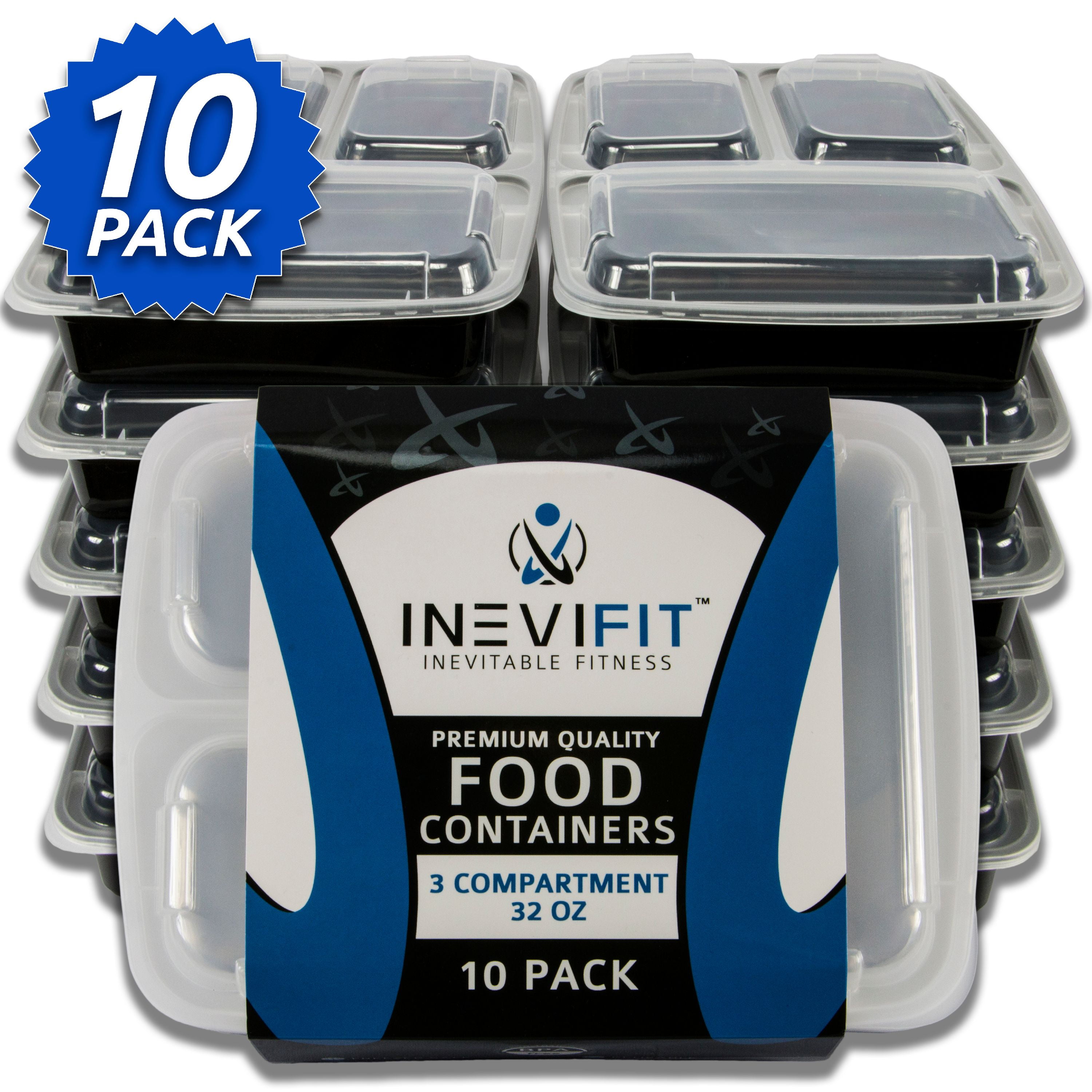 INEVIFIT Meal Prep 3 Compartment BPA FREE, Premium Food Storage