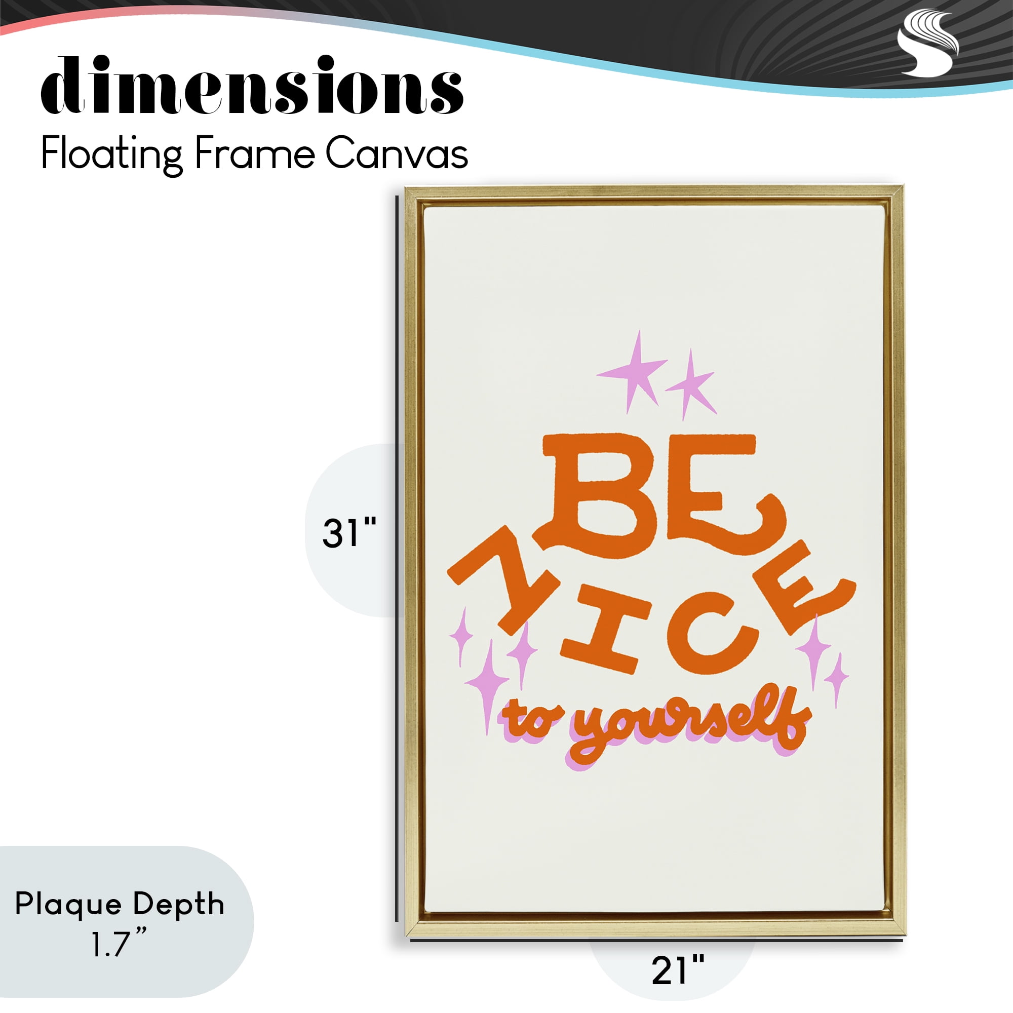 Stupell Industries Be Nice To Yourself Gold Framed Floater Canvas Wall Art, design by Indira Prieto | IndySign