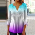 thumbnail image 2 of Mode Femme Dégradé - Boutonné Mi-Manches Ample Demi-Chemise Cardigan Chemise, 2 of 5