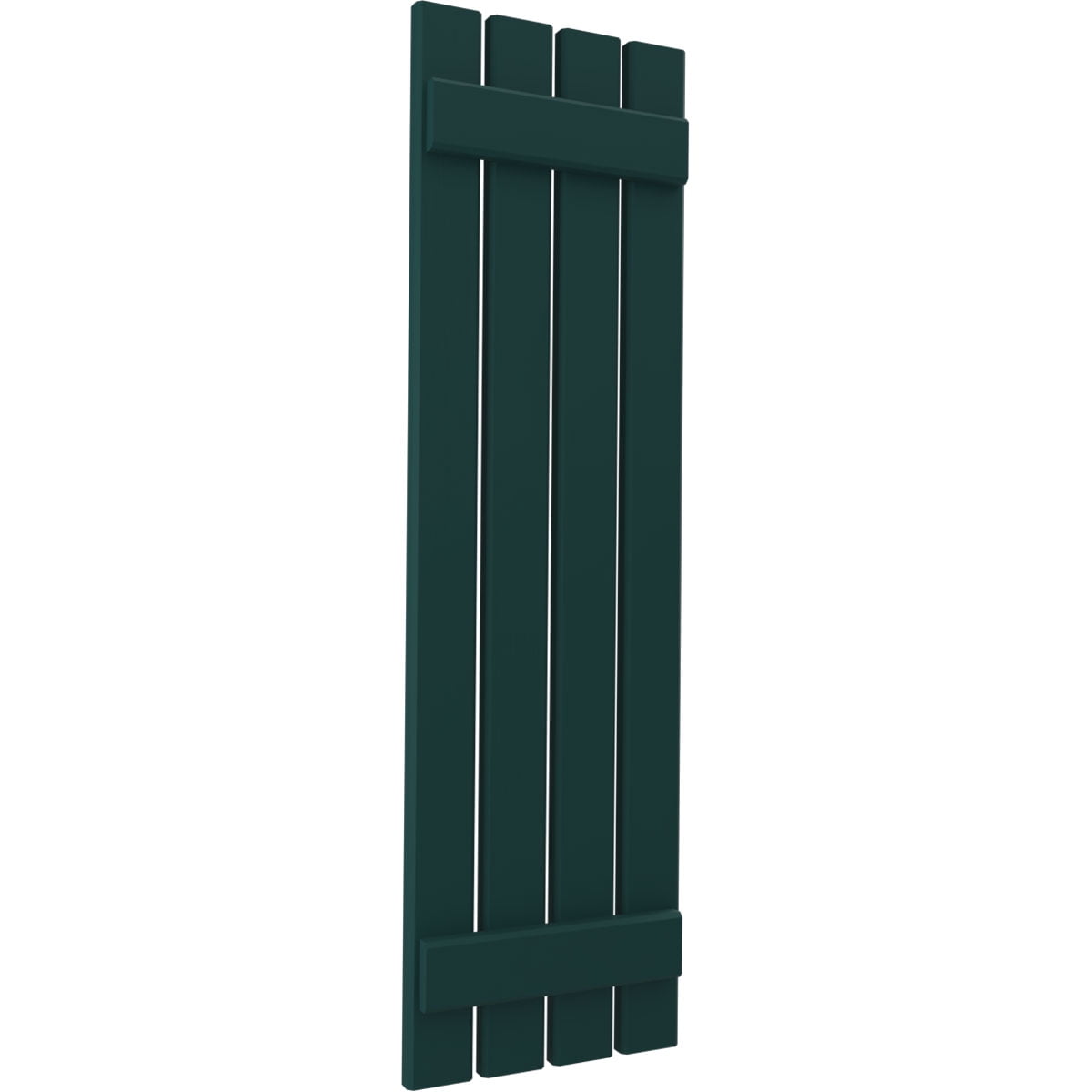 Ekena Millwork 15 1/2"W x 49"H Americraft Four Board (2 Batten) Exterior Real Wood Spaced Board-n-Batten Shutters (Per Pair), Thermal Green