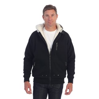 One Point One Men's Faux Sherpa Lined Zip-Up Sweater Fleece Hoodie ...