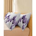 thumbnail image 4 of Purple Turquoise Tulip Throw Pillow Covers, Botanical Floral Petal Plants Soft Breathable Pillow Cases with Invisible Zipper for Sleeping, Long Body Pillowcases for Couch Bed Sofa Chair 20x54 Inches, 4 of 6