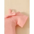thumbnail image 7 of Suealasg 3Pcs Baby Girls Clothes 6 to 9 Month Newborn Girl Summer Casual Outfits Cold Shoulder Short Sleeves Romper and Elastic Floral Flare Pants Headband, 7 of 7