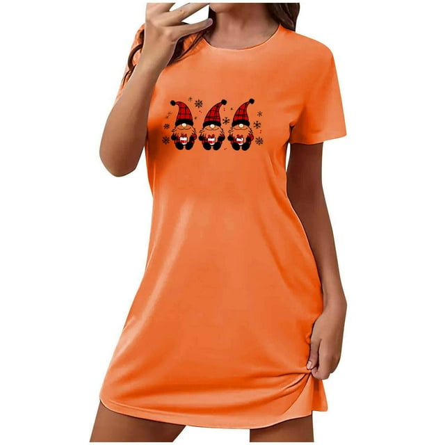 Camisón corto de talla grande para mujer, camisón de manga corta con estampado en el pecho, camisón corto