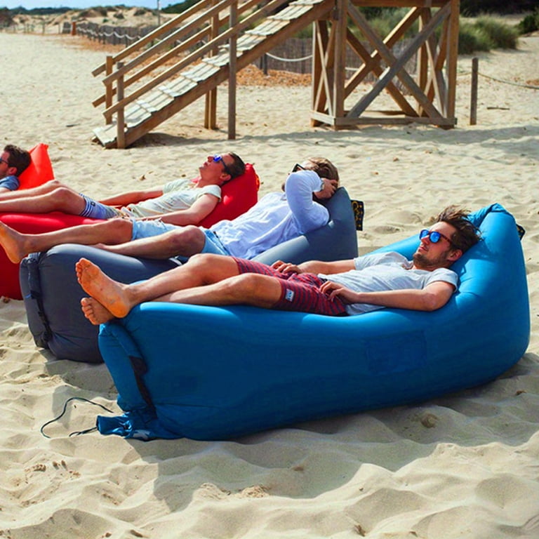 Single Person Inflatable Lounger Sofa with Storage Bag, Foldable Durable Polyester Air Cushion, Portable for Camping and Beach Outdoor Leisure