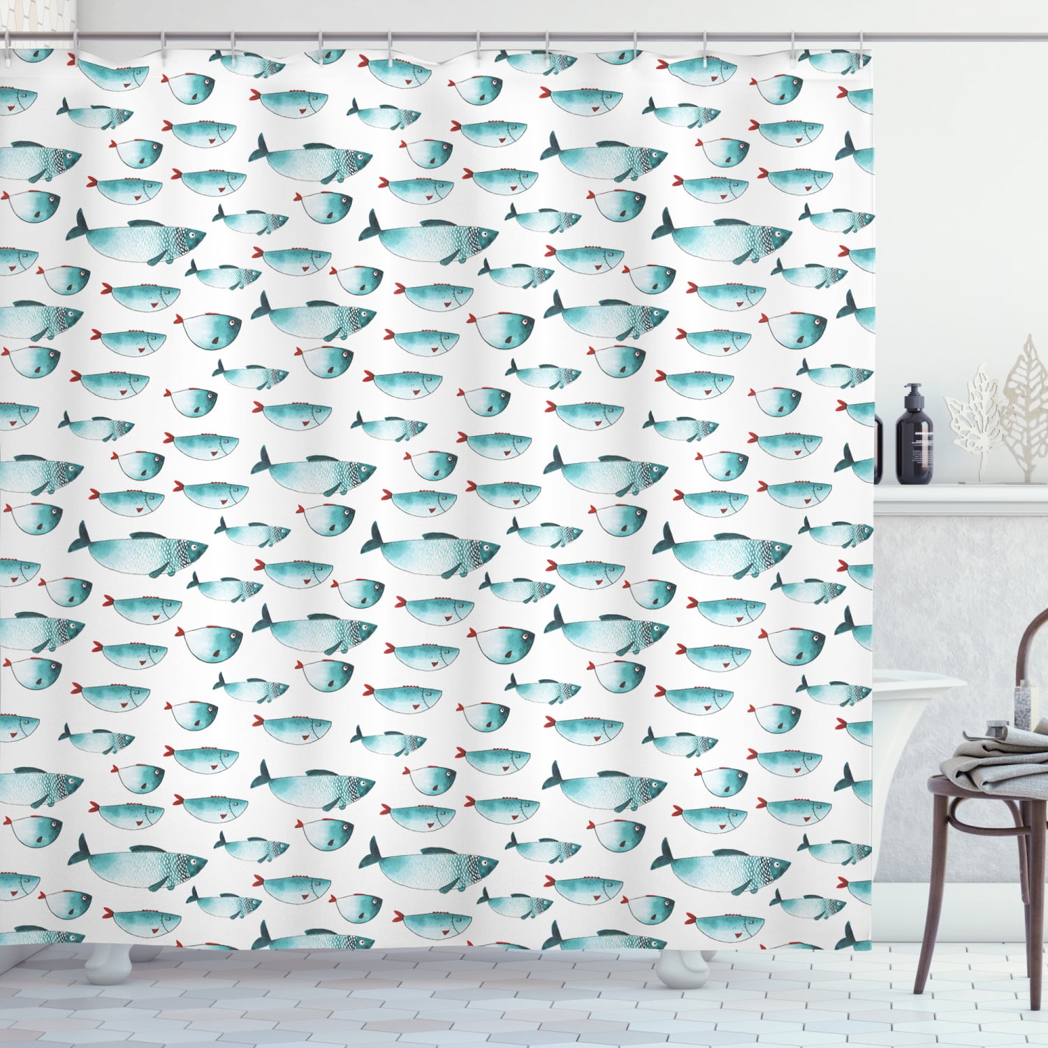Koi Fish Shower Curtain, Cute Regular Different Sized Japanese Koi Fish