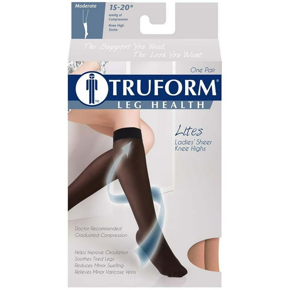 Women's Stockings, Knee High, Sheer: 15-20 mmHg, Nude, Large