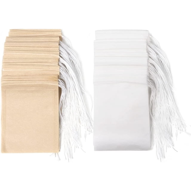 Paquete de 200 bolsitas de té desechables con cordón, bolsitas de té para té suelto (6 x 8 cm)