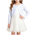thumbnail image 3 of Girls Cardigan Sweater School Uniforms Toddler Long Sleeve Button Knit Solid Sweaters Tops White 7-8 Years, 3 of 6