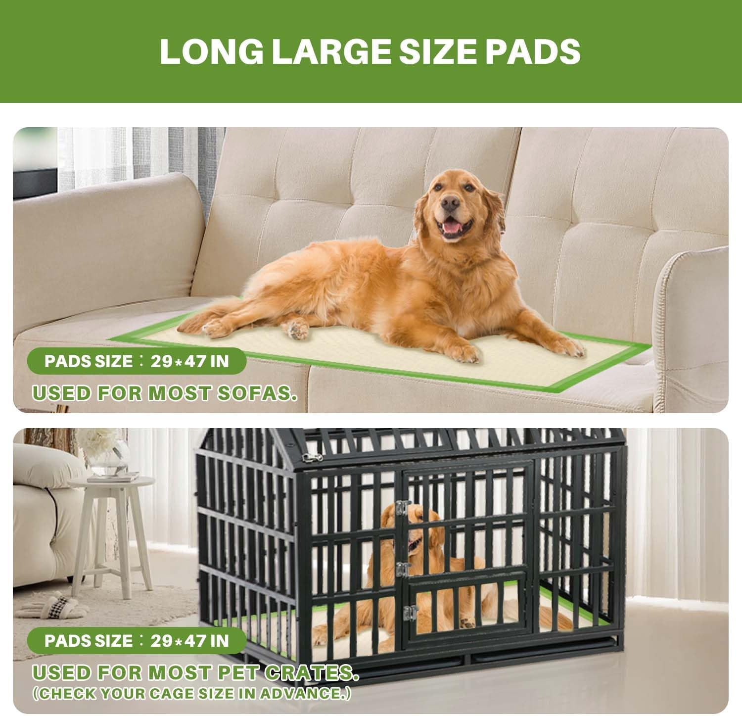 Nomipaw Pee Pads for Dogs - 29 x 47 inchs - 50 Count - ECO - Super Absorbent - Full Edge Wrapping Pad
