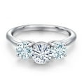 thumbnail image 3 of Gem Stone King 925 Sterling Silver White Moissanite and Sky Blue Aquamarine Engagement Ring for Women | 1.80 Cttw | Round 6MM | Gemstone Birthstone | Size 5, 3 of 7